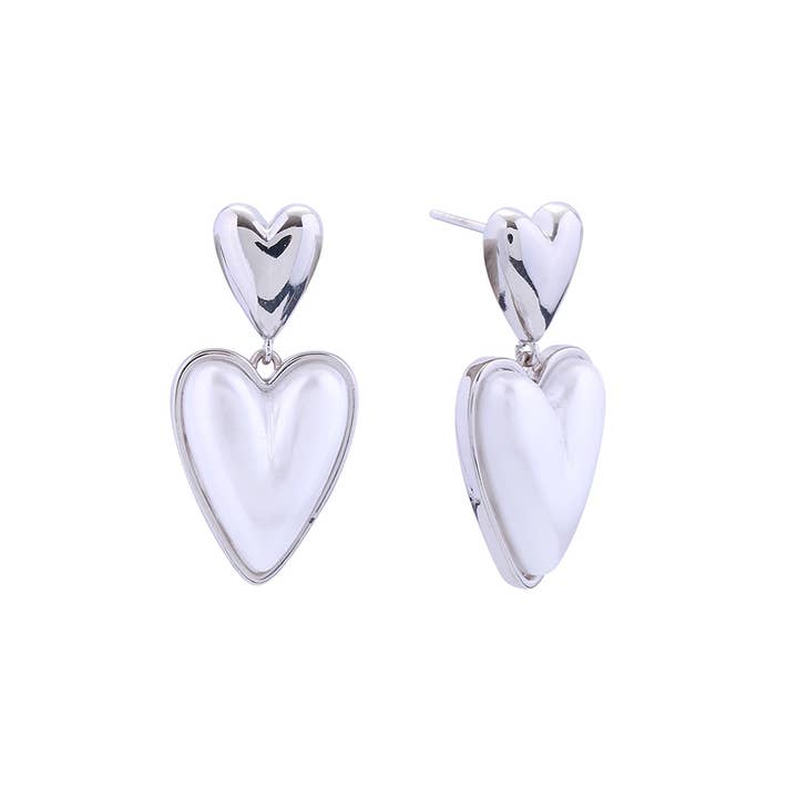 Hana – wholesale Dangle earrings – 14K Duo Loving Heart Post Earrings1