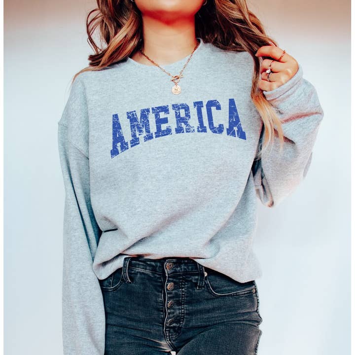 Pullover in pile unisex con grafica AMERICA per la vendita all'ingrosso da parte di Shamaim