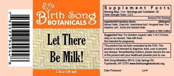 Birth Song Botanicals Co. - Wholesale Nursing Tea - Maternity - Let There Be Milk! Organic Herbal Breastfeeding Supplement 1 oz.10