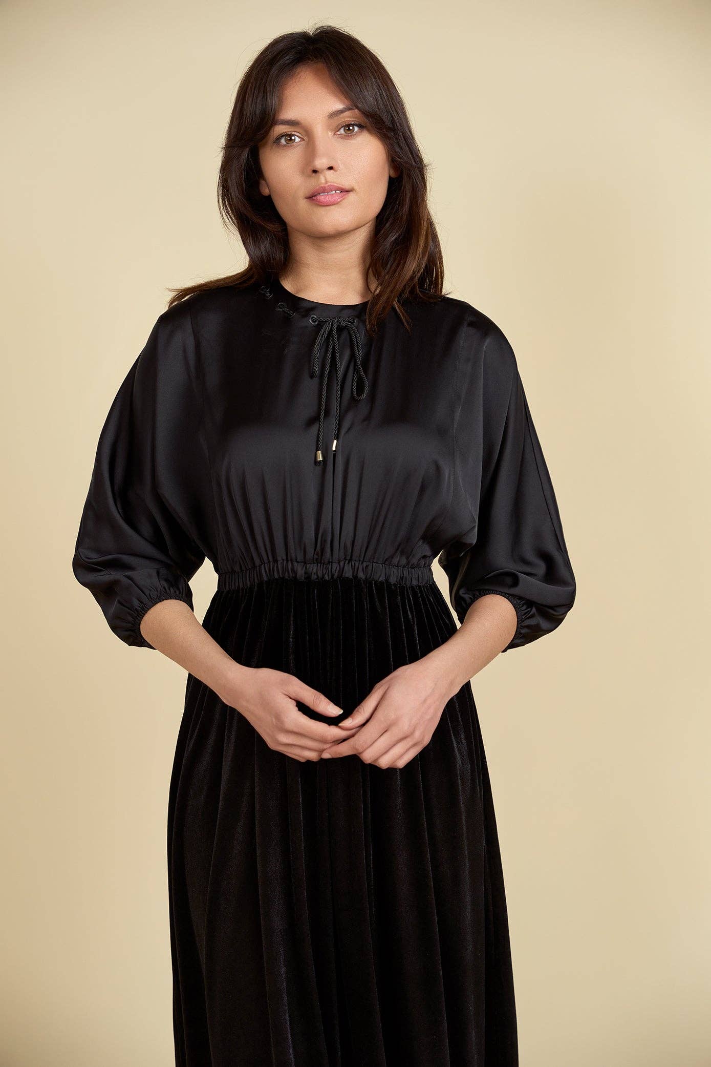 Ellwi Design - Wholesale Dress - Women's - Satin Top Velour Bottom Maxi Dress3