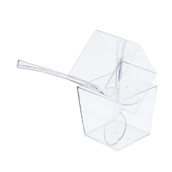 Crown Display - Wholesale Disposable Cup - Exquisite 3.6 oz. Clear Plastic Square Mousse Cups2