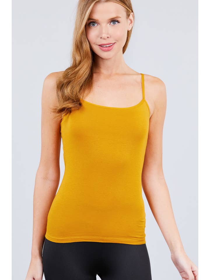 42POPS - Wholesale Camisole - Women's - ,, SI-323 Fitted Cropped Cami Tank W/ Adjustable Spaghetti Stra