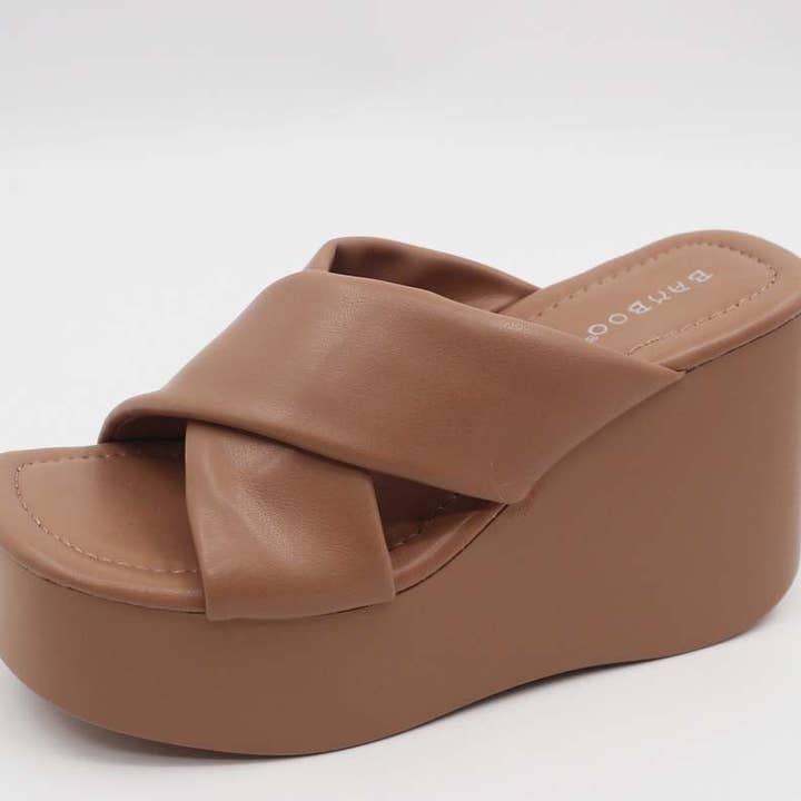 Mars Sky Shoes Wholesale - Wholesale Wedges - Women's - Bamboo PLUS-02 Women Crisscross Strap High Wedge Sandals