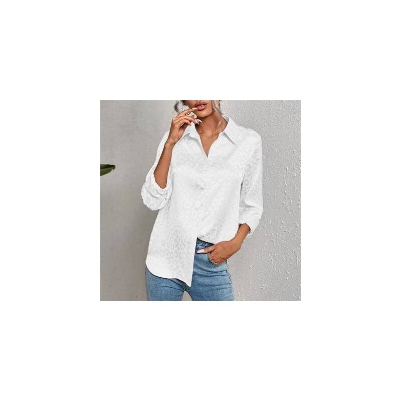 UZ Wholesale Store – wholesale Tröja med knappar – Dam – Leopardmönstrad knäppskjorta med krage7