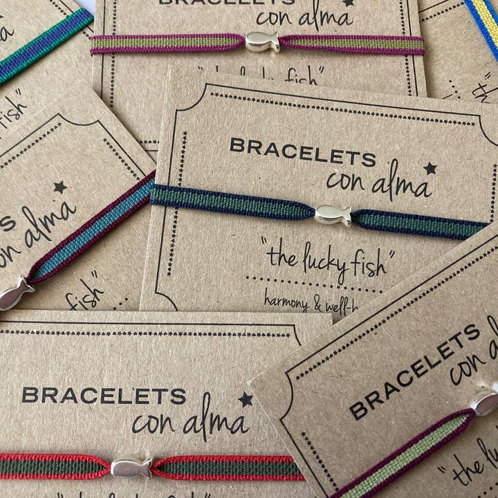 Baño plata Pulsera elástica - The lucky fish · Amor & Estabilidad de venta al por mayor en Faire