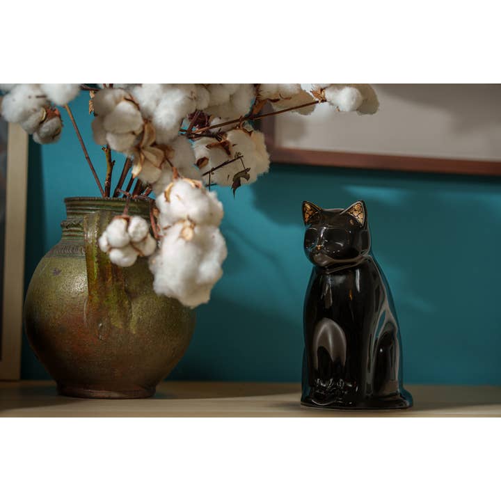 Pulvis Art Urns – Großhandel Haustier-Urne/Andenken-Box – "Meow" Tierurne für Katze – Schwarz | Keramik8