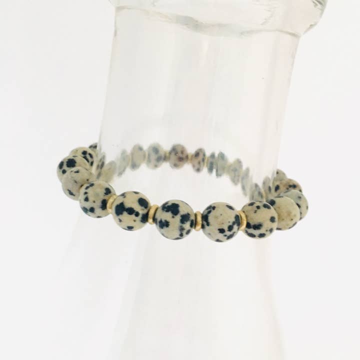 Pulsera elástica de jaspe dálmata para venta al por mayor de HL Stacks