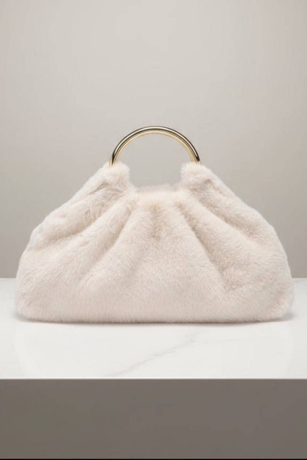 MiMi Wholesale - Wholesale Clutch Bag - Women's - 28823F Faux Fur Clutch Bag With Ring Handle4