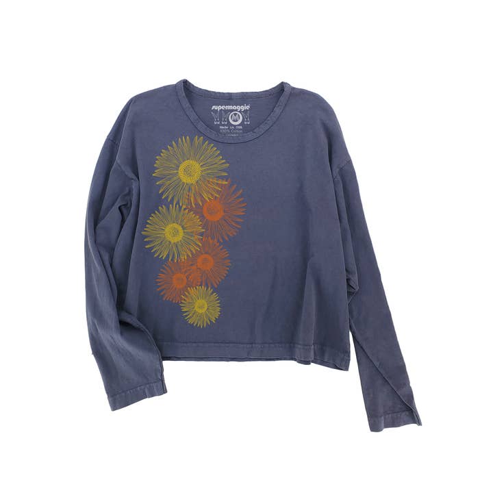 Camisola de Manga Comprida e Corte Curto Sunflowers Lauren Heavyweight por atacado de Supermaggie @ Faire