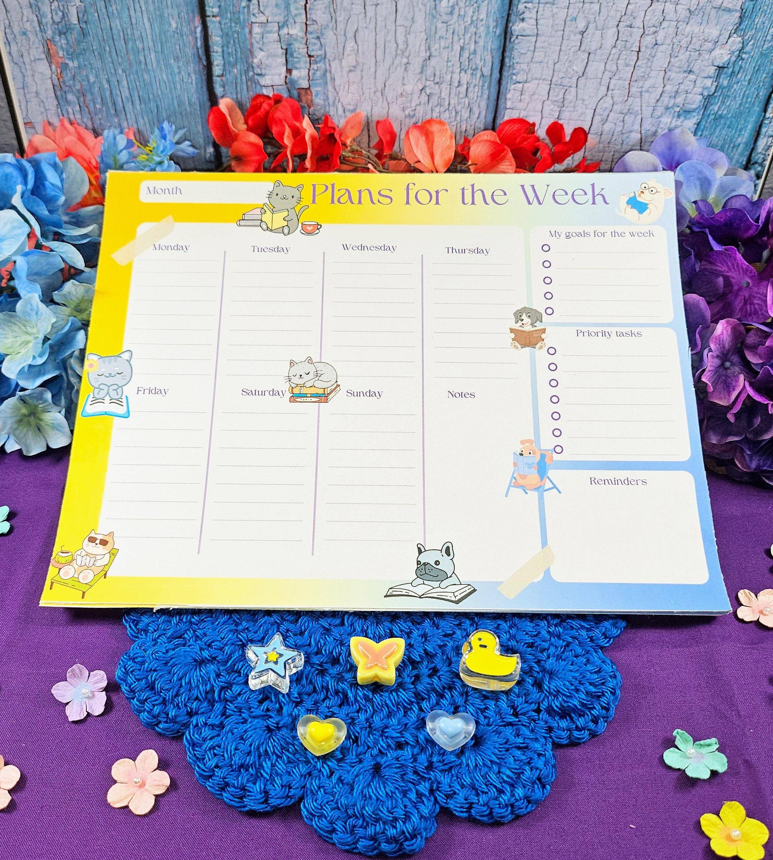 Autumnmist Boutique - Wholesale Notepad - Paws & Pages Weekly Planner Notepad 8.5" x 11" - Bookworm Gift - Notepad0