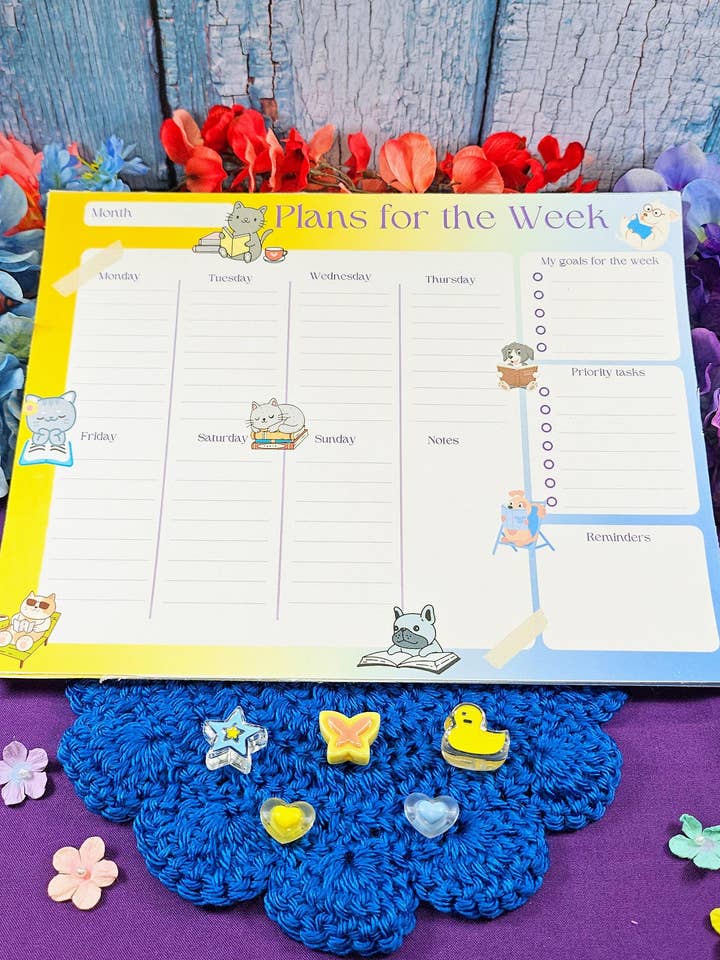 Paws & Pages Weekly Planner Notepad 8.5" x 11" for wholesale by Autumnmist Boutique