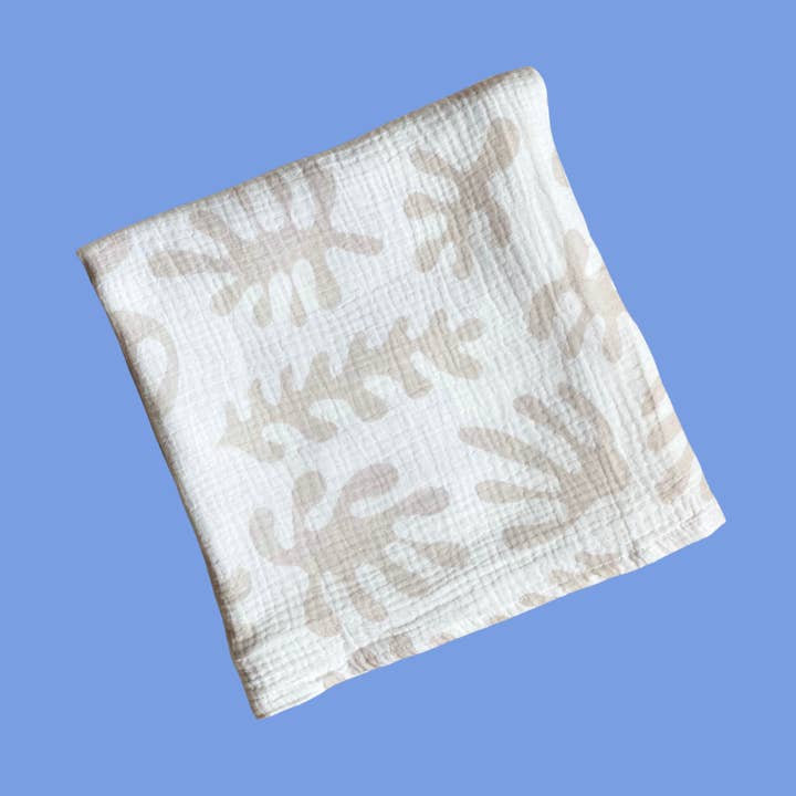 Marine Dream Organic Cotton Baby Swaddle - Stone for wholesale by Golden Child