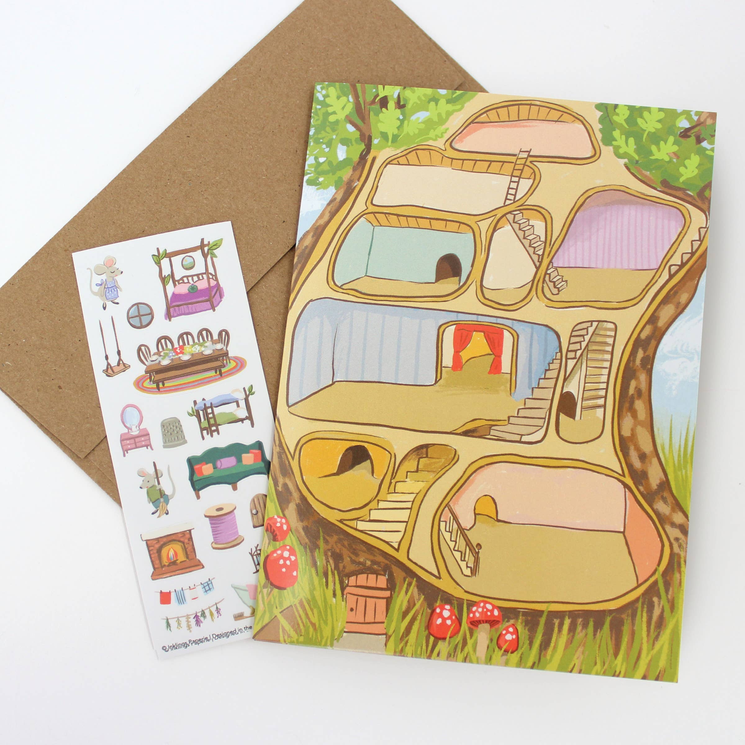 Inklings Paperie - Wholesale Everyday Greeting Card - Sticker Scene Card - Mouse House3