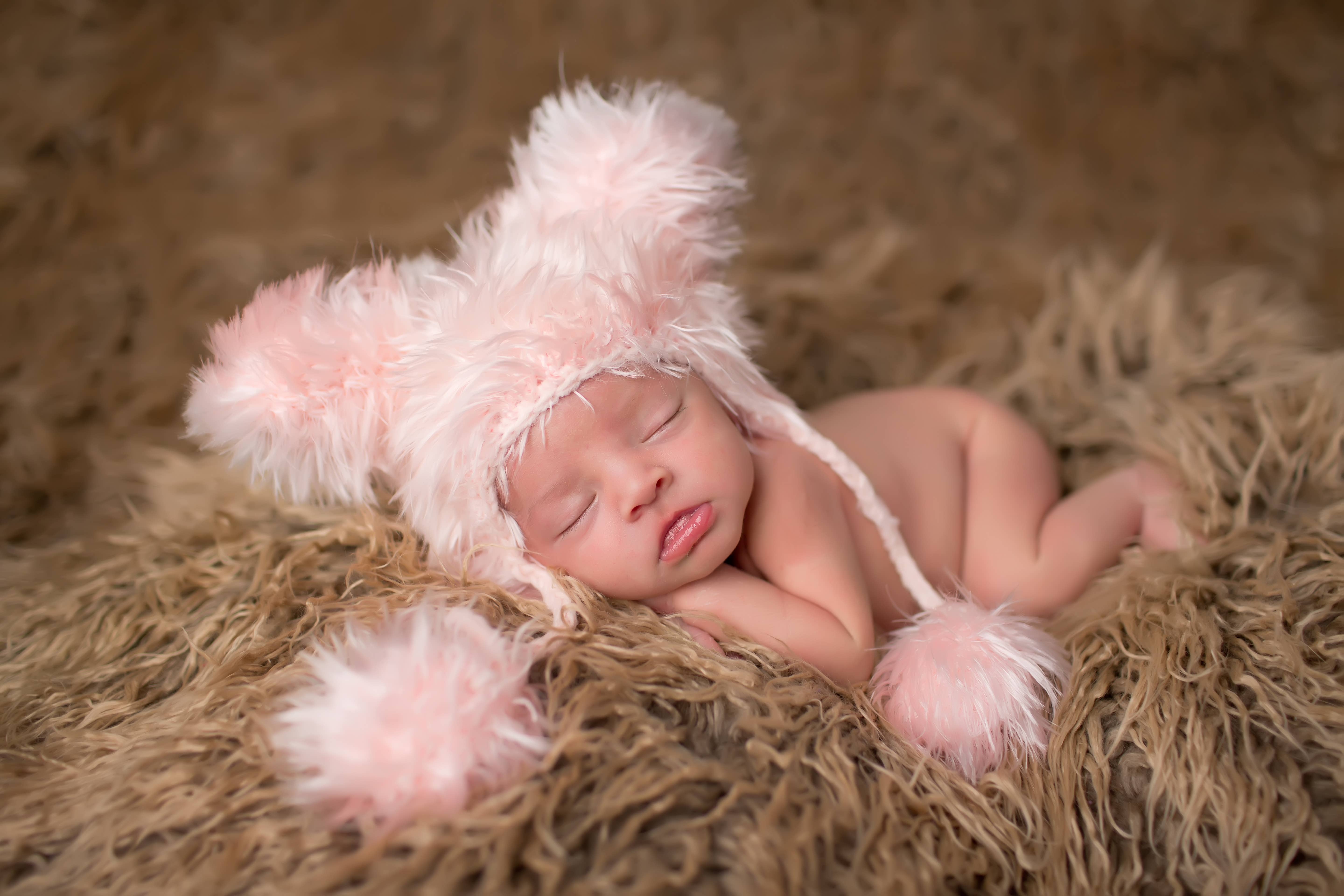 The Daisy Baby LLC - Wholesale Newborn/Knit Hat - Baby - Pink Bear Crocheted Handmade Heirloom Cute Baby Gift Hat
