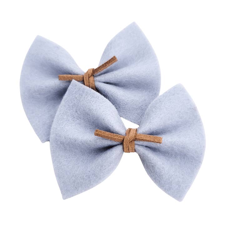 Harper Piggie Set | Pigtail Hair Bows | Silver for wholesale by Caylee & Co