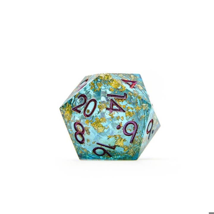 Aurora Mist | 33mm D20 Dice | Oversized Liquid Core for wholesale by Tabletop Dominion Limited