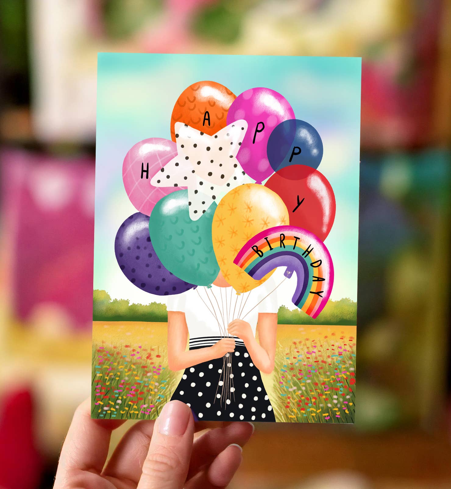Aniet Illustration - Wholesale Birthday Card - Birthday card congratulating woman with balloons1