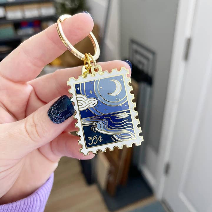 Sablewood Paper Company - Wholesale Keychain - Women's - Serene Shore Postage Stamp Keychain1