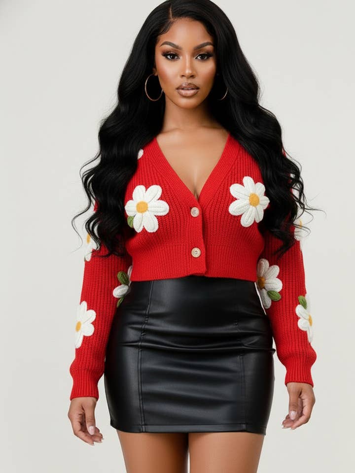 CARDIGAN CON APPLICAZIONI FLOREALI SUL DAVANTI per la vendita all'ingrosso da parte di 5besties inc