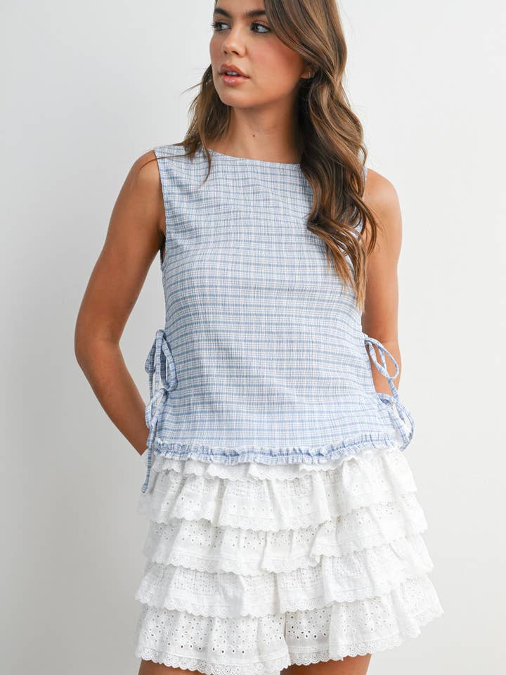 Gilet con Allacciatura a Scala a Quadri - BMT8297 per la vendita all'ingrosso da parte di BUTTERMELON