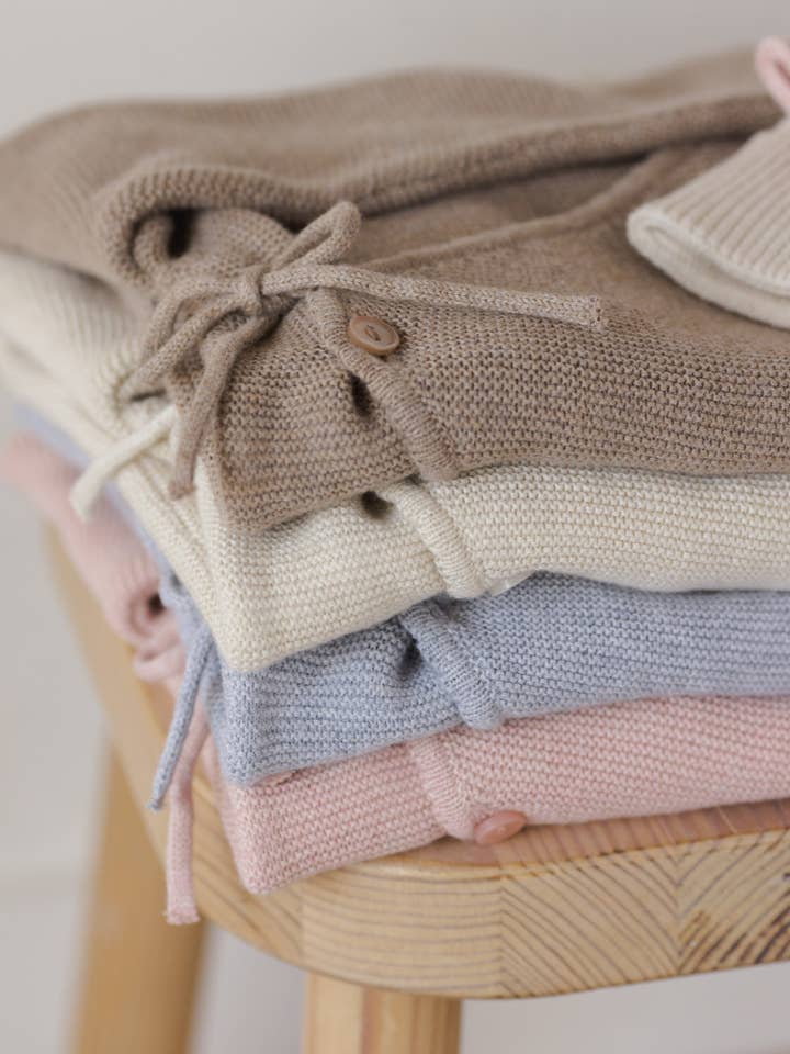 Quincy Mae - Wholesale Jumpsuit - Baby - Wrap Knit Footie Heathered Natural4