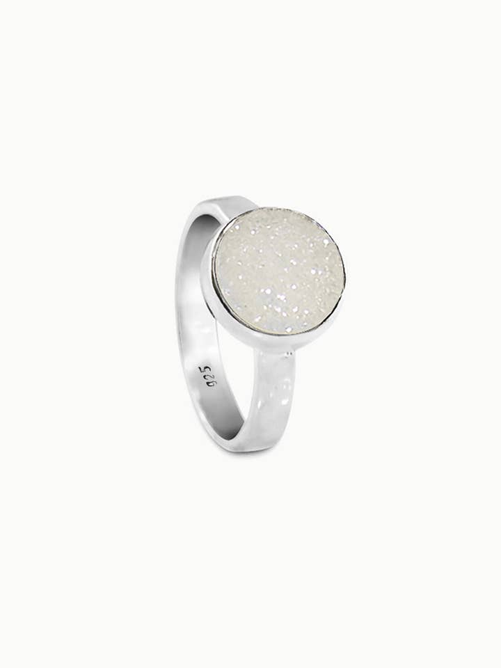 Sivalya White Sparkle Sterling Silver Ring - Druzy for wholesale by Sivalya