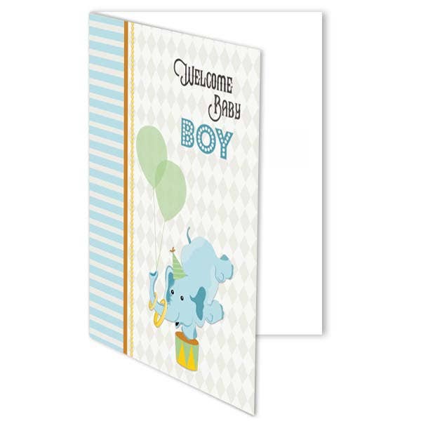 Mod Lounge Paper Company - Wholesale Baby Card - Vintage Circus Welcome Baby Card - Boy4
