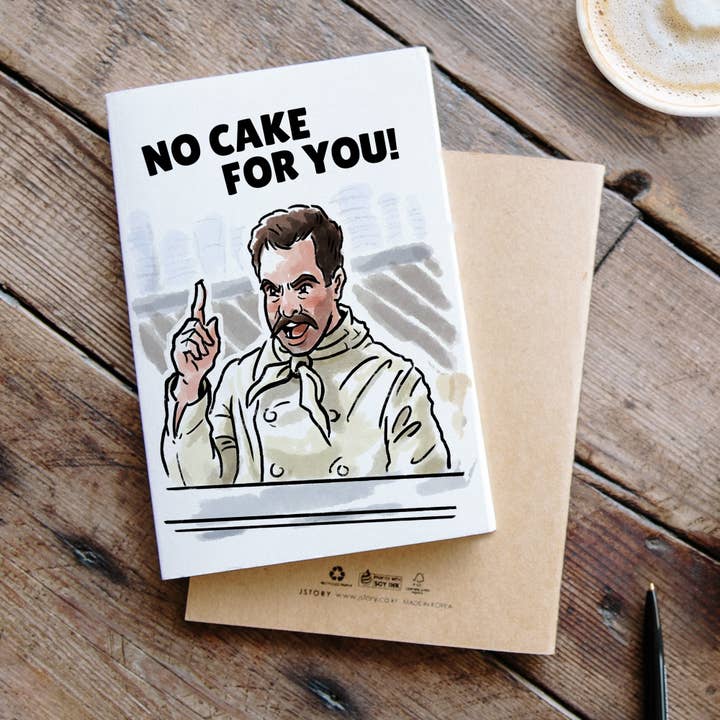 Aaron Millard Illustration - Vente Cartes d'anniversaire - « No Cake for YOU » - Carte d'anniversaire amusante Sitcom Meme3