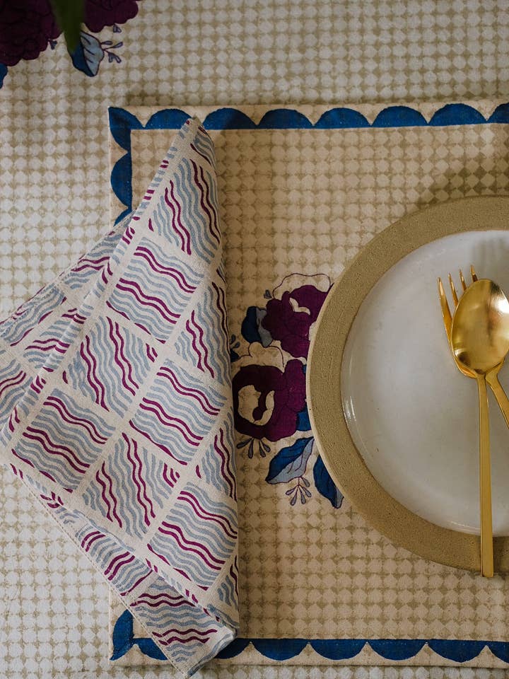 Indira - Tovagliette da tavola stampate a blocchi per la vendita all'ingrosso da parte di Soil to Studio