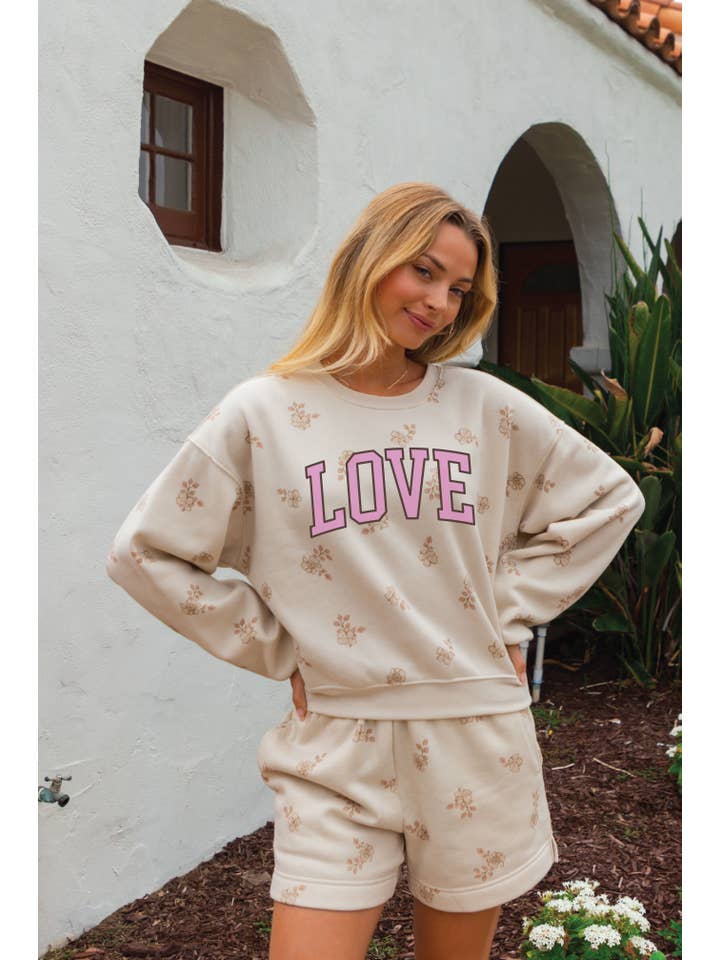 LOVE FLORAL Sweat short/Sweatshirt Matching Set for wholesale on Faire2