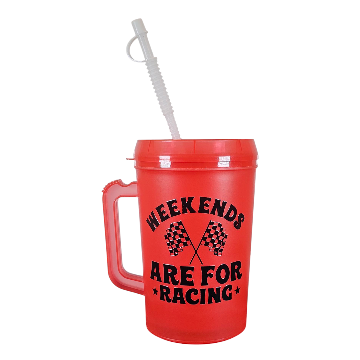 Scratch Decor - Wholesale Insulated Mug/Tumbler - Weekends Are For Racing Checker Flag HIP SIPS Mega Mug 34oz0