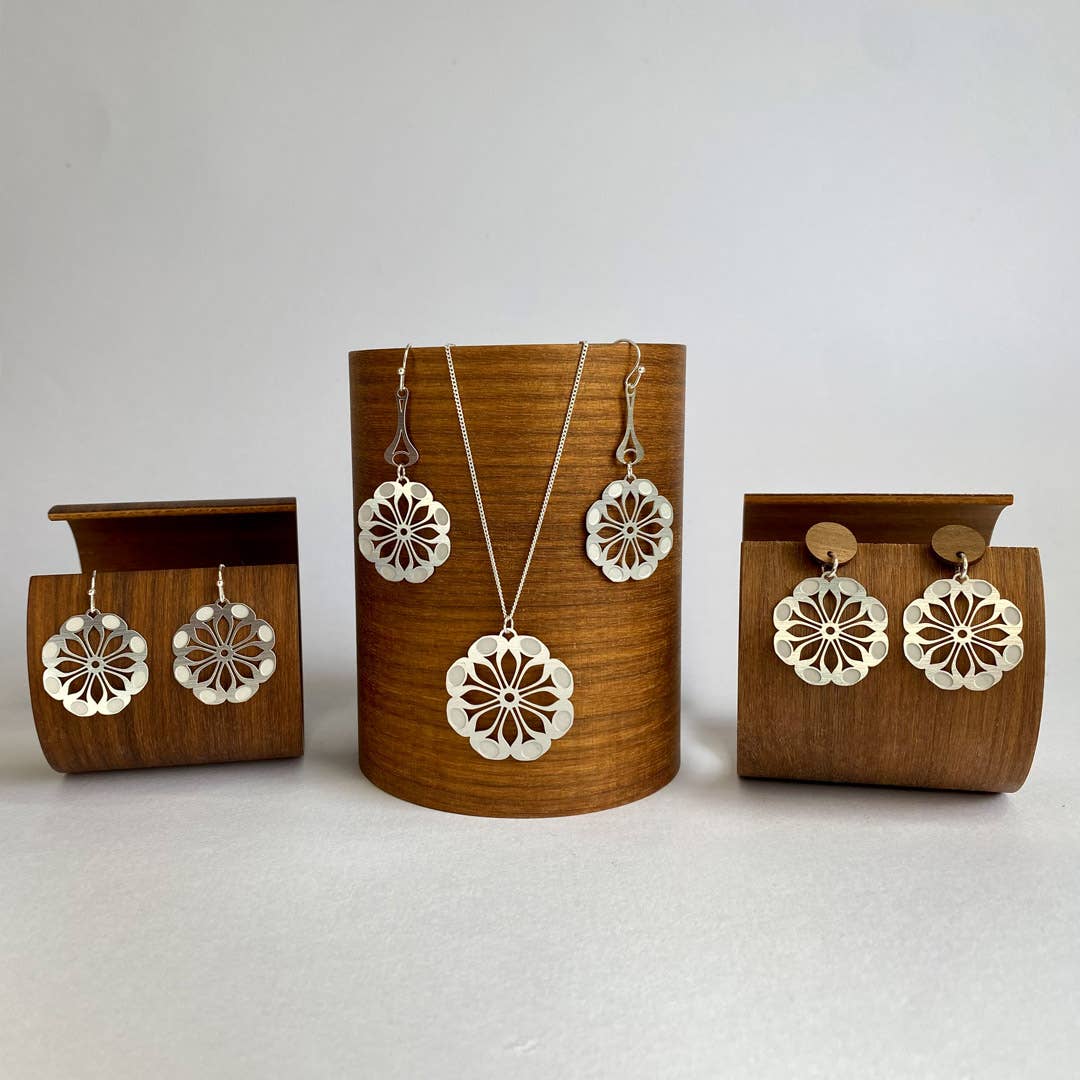 Go Do Good - Wholesale Dangle earrings - Tribe Flower Silver Dangle Hypoallergenic Earrings2