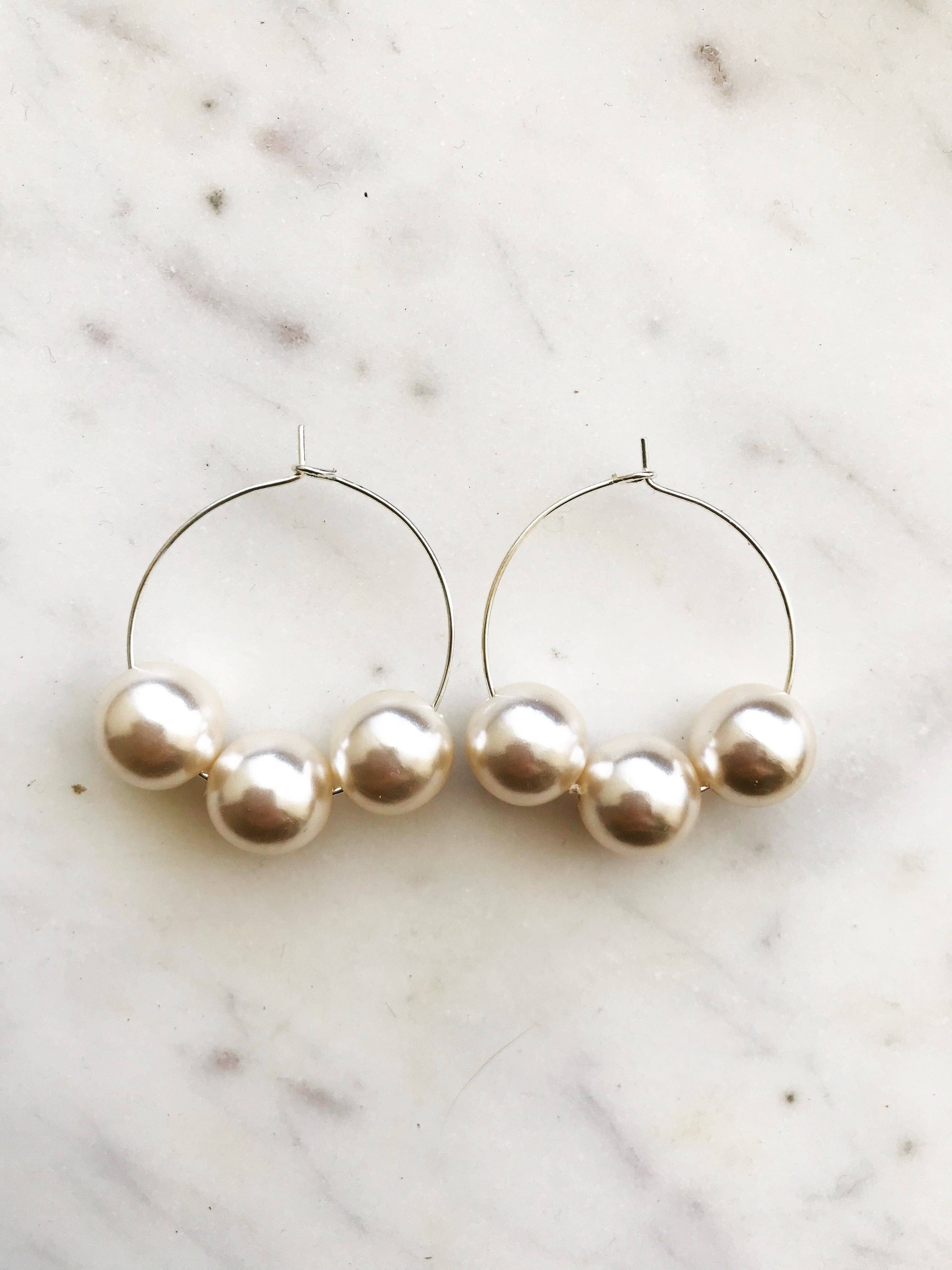 Carmen Miller Jewellery - Wholesale Hoop earrings - Vintage Glass Pearl Hoops