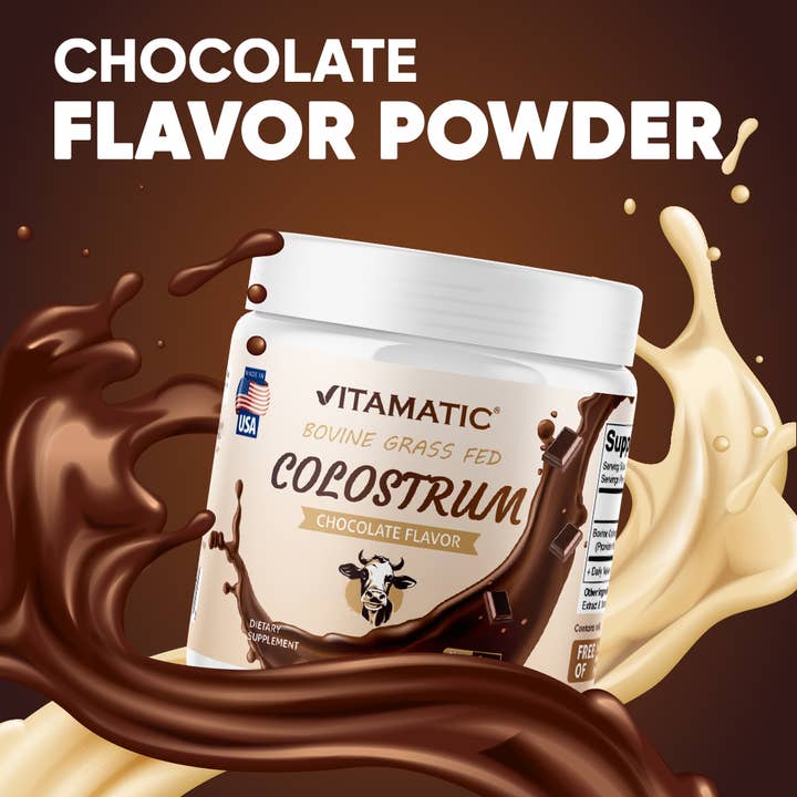 Vitamatic - Vente Supplément oral/vitamine - Vitamatic | Colostrum bovin en poudre 30 portions | Chocolat