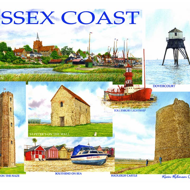 Essex. Wooden Drinks Coaster,Essex coast multi image for wholesale by Robinson Collection