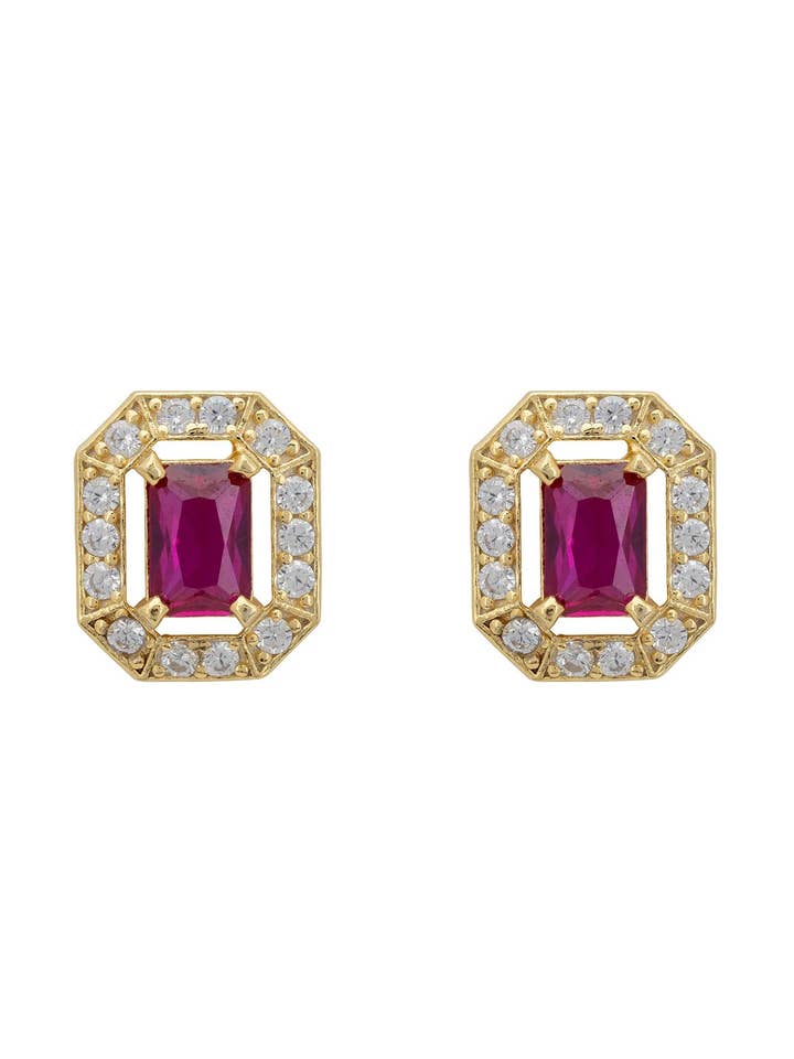 Whistledown Gemstone Stud Earrings Ruby Gold for wholesale by Latelita