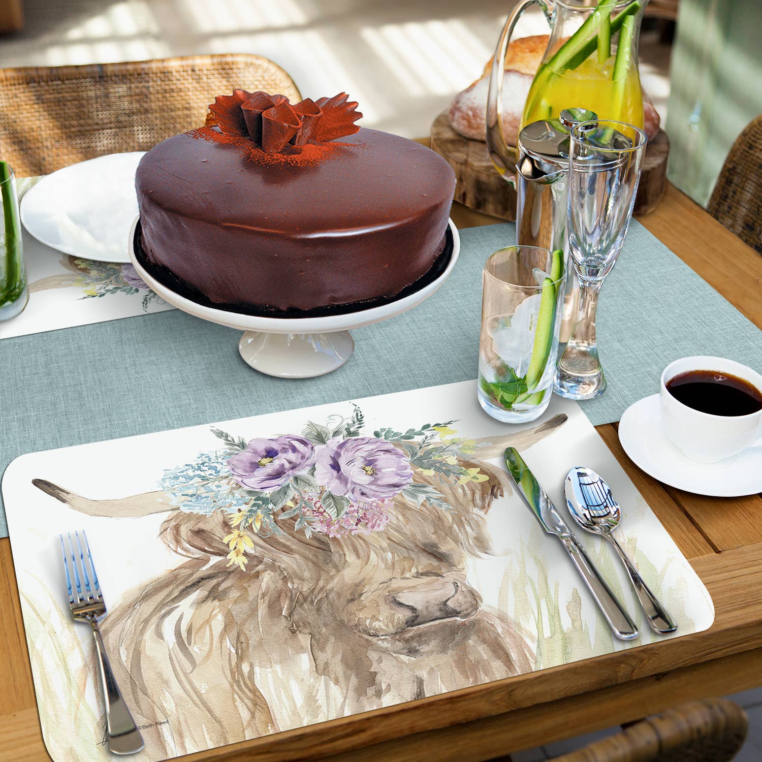 CounterArt/Highland Home/Thirstystone – Individuais por atacado – Placemat Reversível Retangular de Plástico “Home On The Range”6