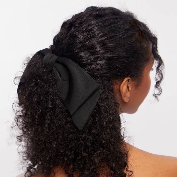 KITSCH - Wholesale Hair Clip - Women's - Recycled Fabric Bow Hair Clip 1pc- Black