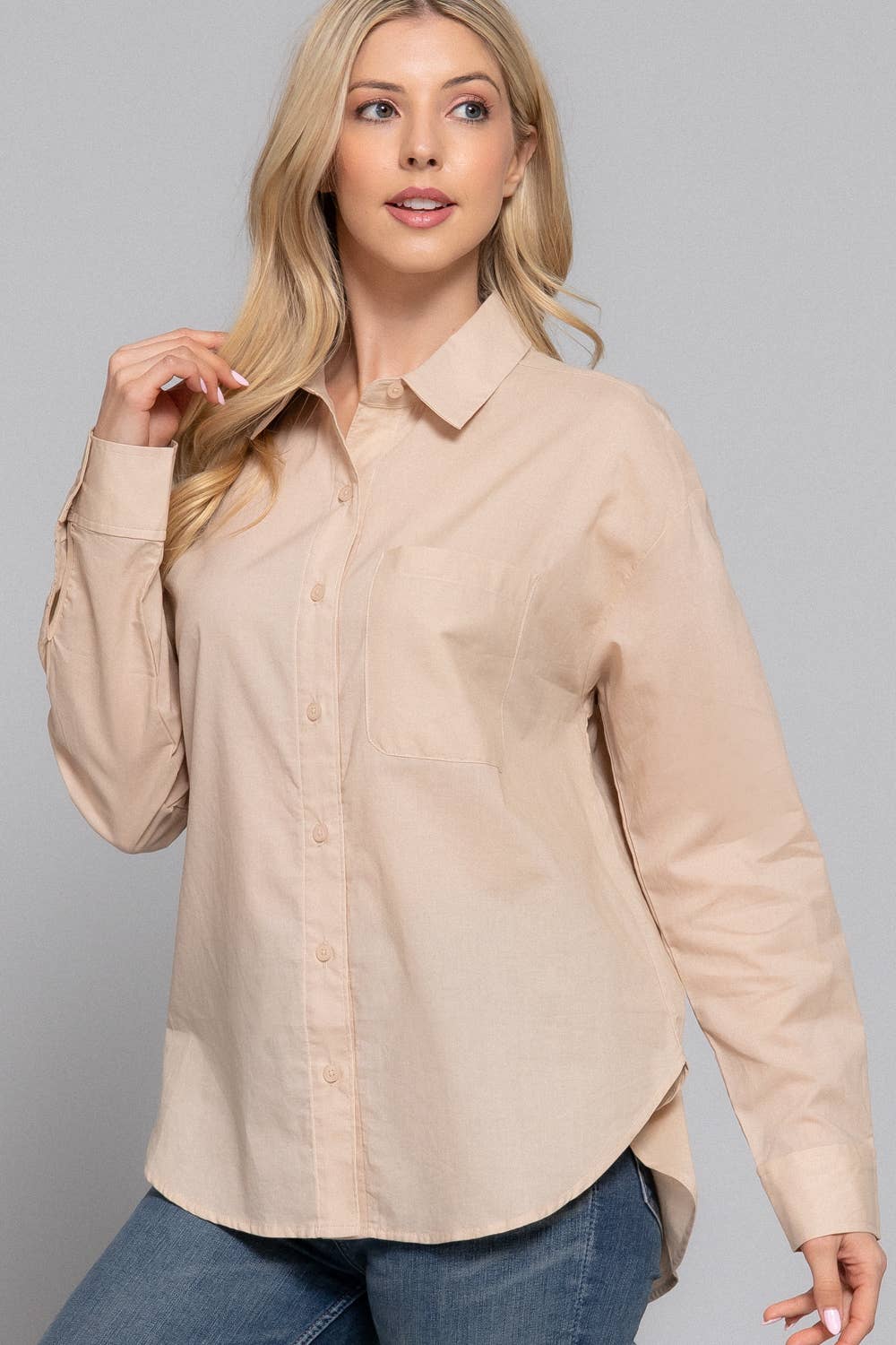 Active Basic | Active USA - Wholesale Button Down Shirt - Women's - Long Sleeve Woven Shirt6
