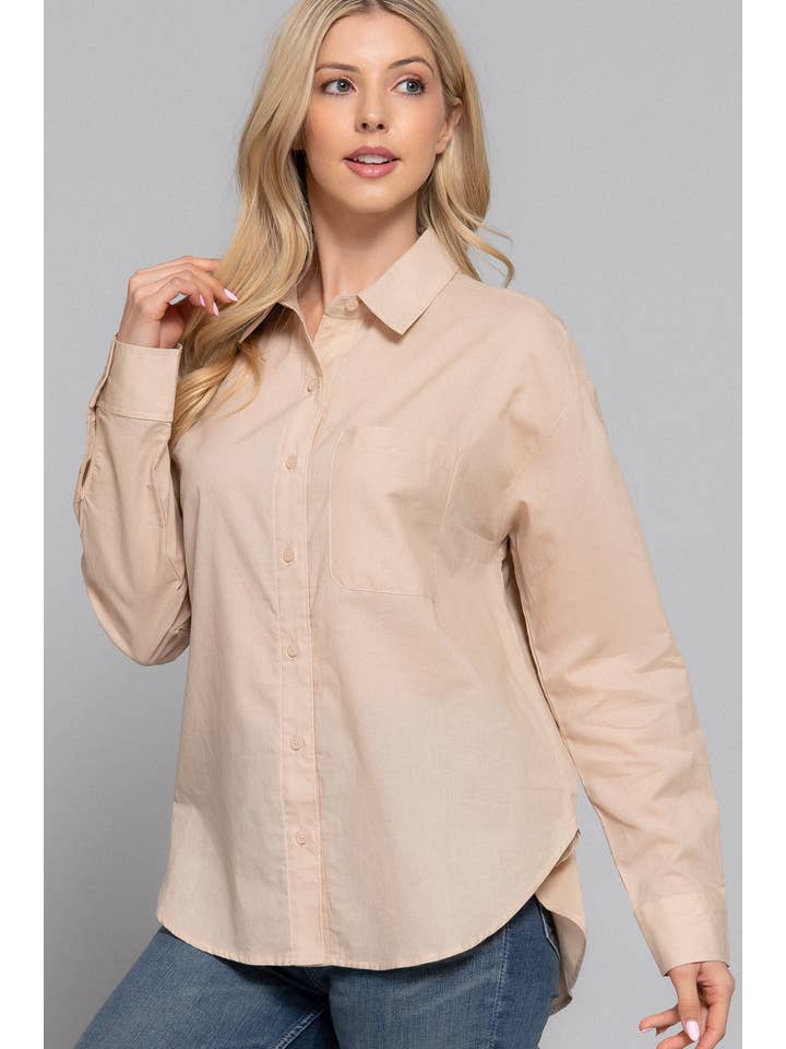 Active Basic | Active USA - Wholesale Button Down Shirt - Women's - Long Sleeve Woven Shirt6