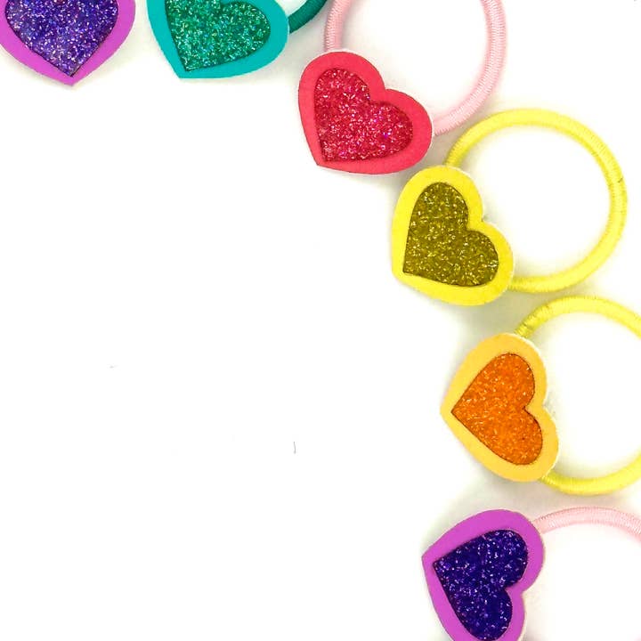 Bluebell Petite - Wholesale Hair Tie - Kids - Heart Glitter Hair Ties6