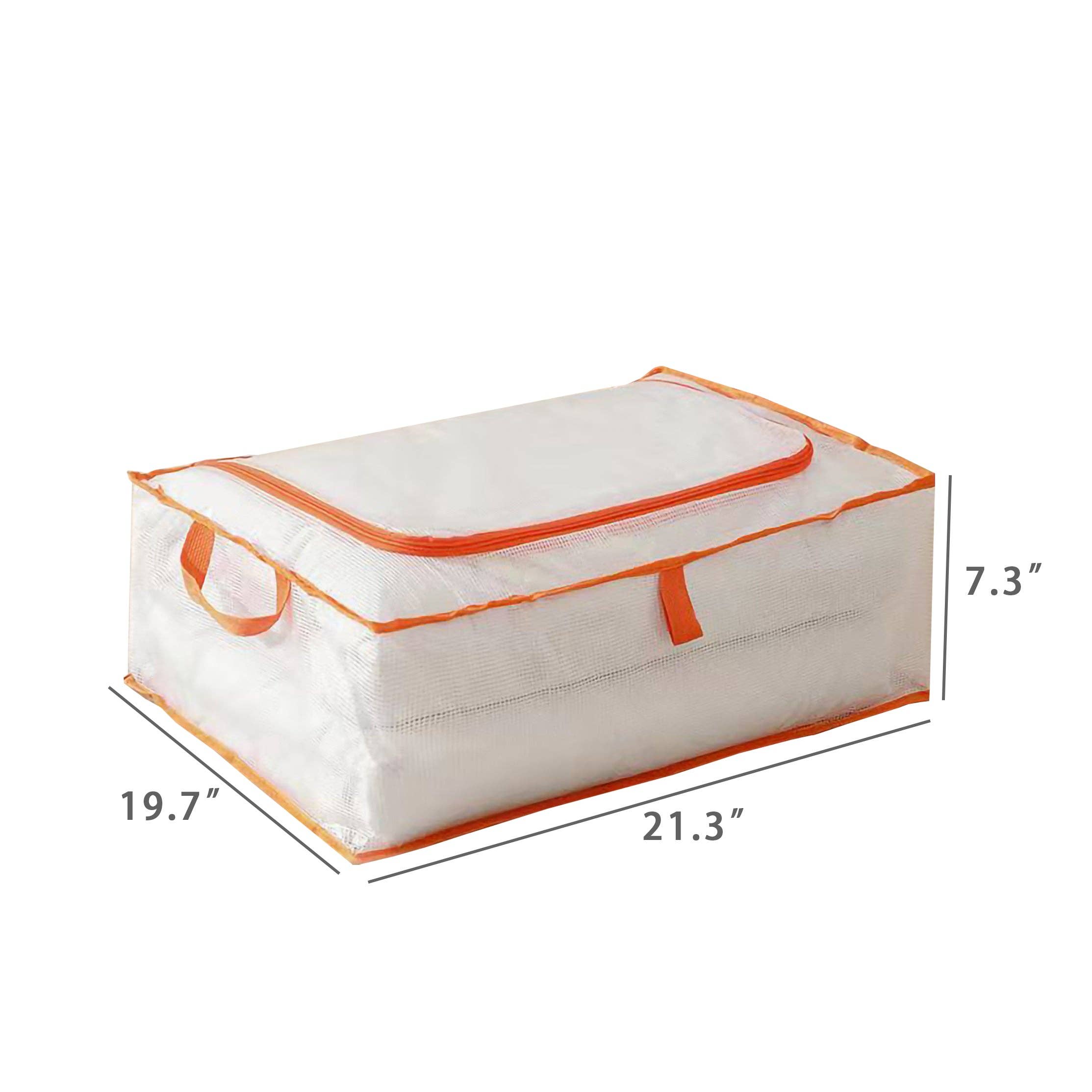 FIXTUREDISPLAYS - Wholesale Storage Bag - Clothes Storage Bags Clear Grid PVC and Orange Zipper Edge Sweater Storage Bags 220094