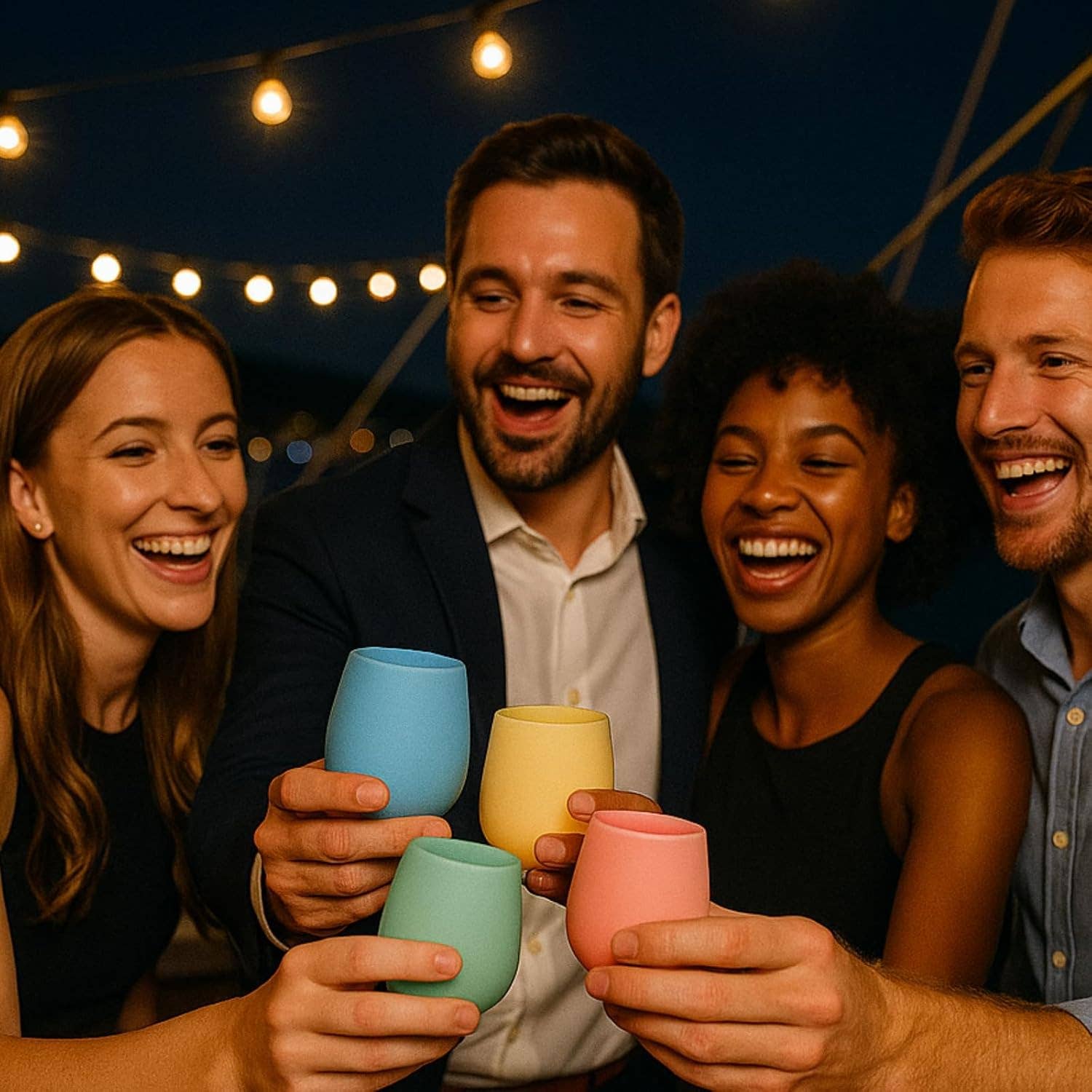 The Wine Savant /  Khen Glassware – Engroshandel Vinglas – Silikone vinglas 12 oz pastelfarvet sæt med 41