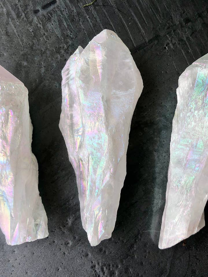 Raw Angel Aura Quartz Crystal Point for wholesale by New Moon Beginnings