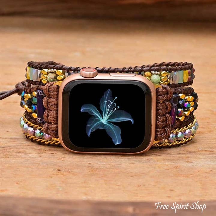 Mixed Beads & Brown Cord Apple Watch Band for wholesale by Free Spirit Shop