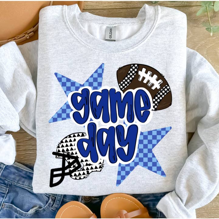 Blue Game Day Football Sweatshirt for wholesale by Under The Lights Designs