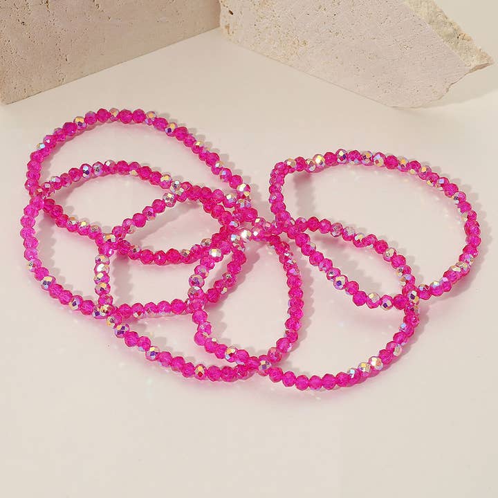 Sensibling Corp. - Wholesale Jewelry Set - 5PCS - Sparkling Faceted Beaded Stackable Stretch Multi Layered Bracelet4