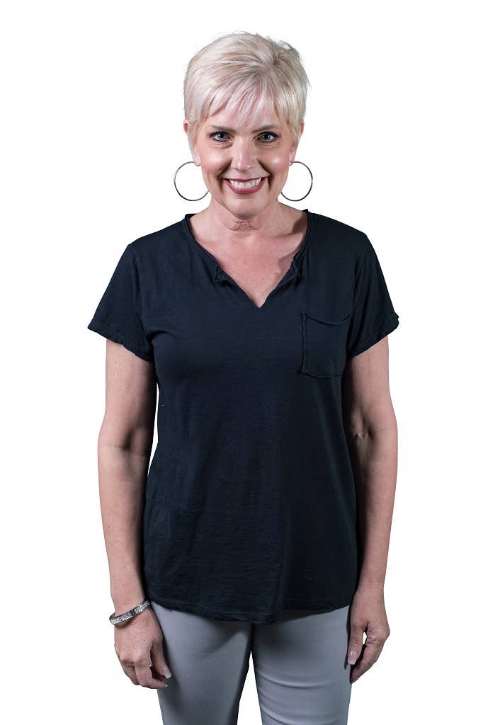 TINA Stephens Italy/Tees By Tina - Wholesale T-Shirt - Women's - Florence V-Neck Frocket Tee (BSS165)0