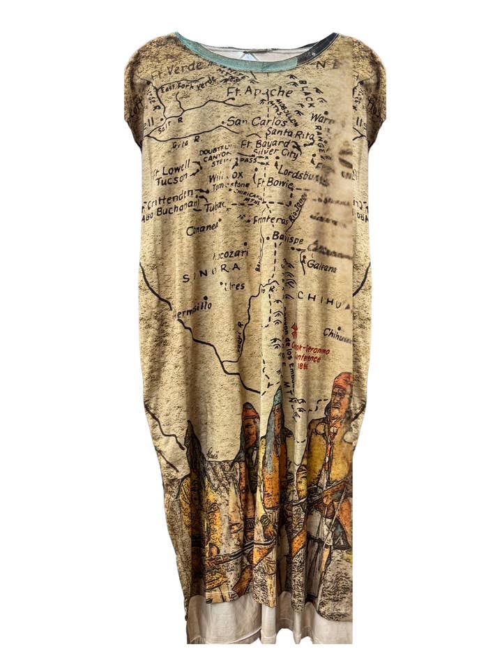 T-Shirt Dress with Map Print of Geronimo Conference for wholesale by LeParisPetit by I Love Linen