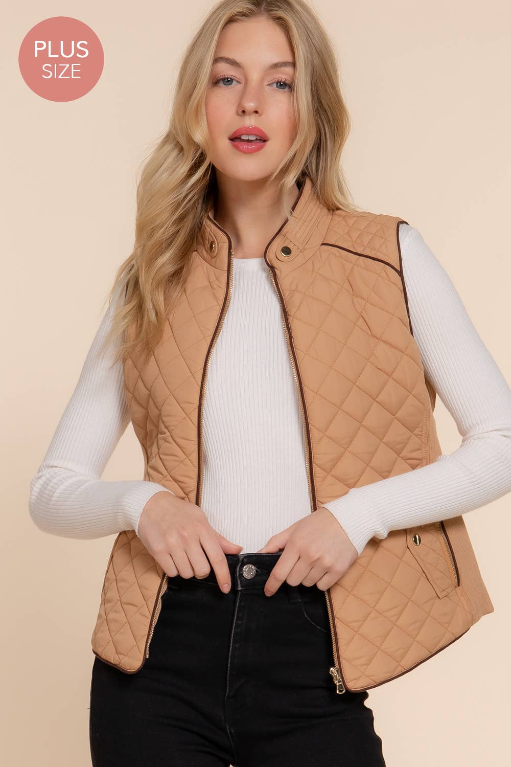 Active Basic | Active USA – Großhandel Oberbekleidungsweste – Damen – Steppweste mit Veloursleder-Paspeln56